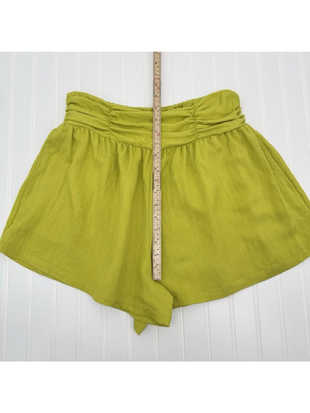 Anthropologie High Rise Shorts Womens Medium Lime Green Artsy Retro Vacation - Picture 4 of 7